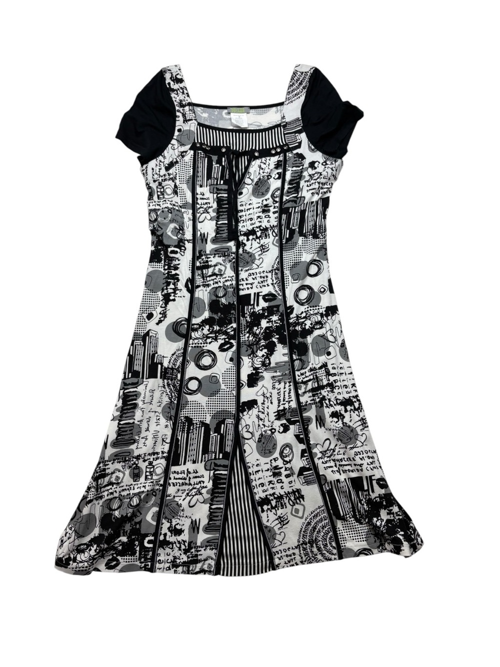 Dolcezza size medium  Black White graphic mini dress avant